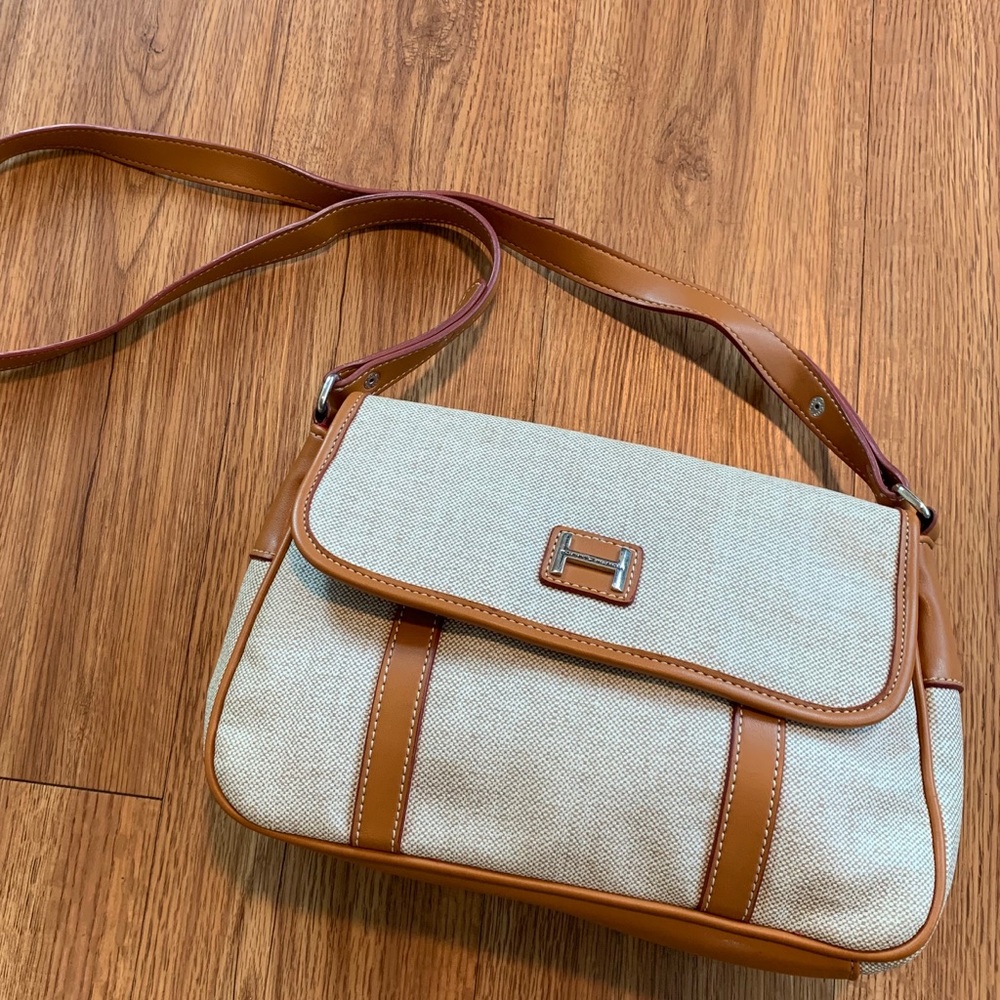 Tommy Hilfiger Woven and Leather Shoulder Purse